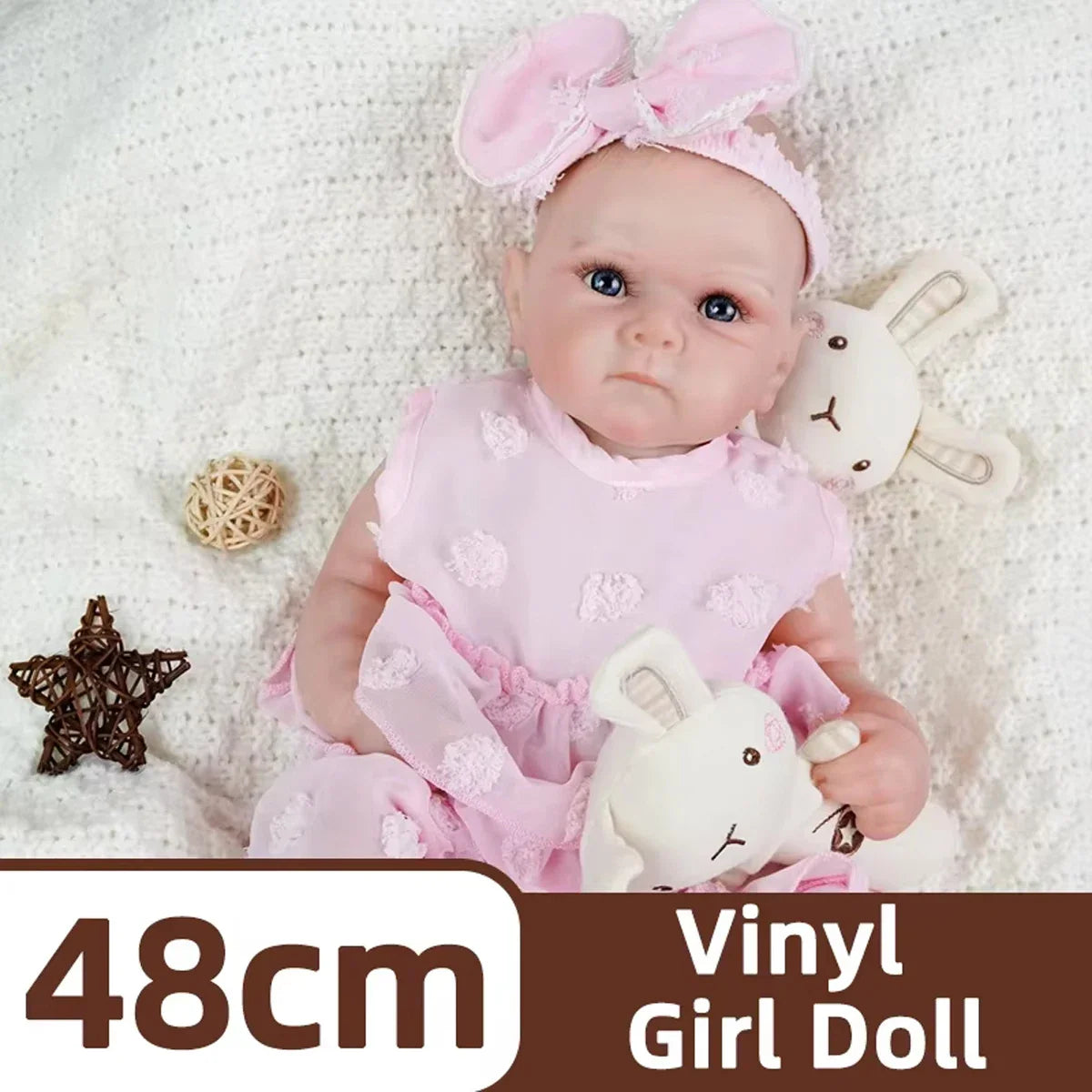 JOYORA Full Body Vinyl Girl Rebirth Doll Visible Blood Vessel Rebirth Doll, Pink Dress Butterfly Christmas Gift Family Holiday