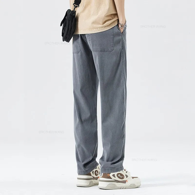 Thin Baggy Lyocell Jeans Men's Fashion Ice Silk Elastic Waist
