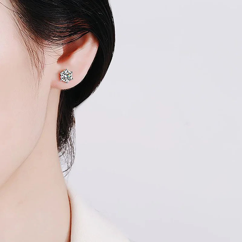 Gica Gema 0.5-2ct Moissanite Screw Stud Earrings D Color 925 Sterling Silver Diamond Earrings For Women Wedding Fine Jewelry