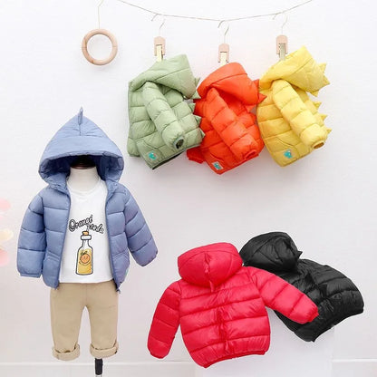 2 3 4 5 6 Years Autumn Winter Baby Boys Jacket Fashion Dinosaur Outerwear Hooded Zipper Christmas Party Girls Coat Kids Clothes