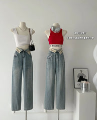 Long Baggy Jeans Women Y2K Boyfriend High Waist Wide Leg Pants