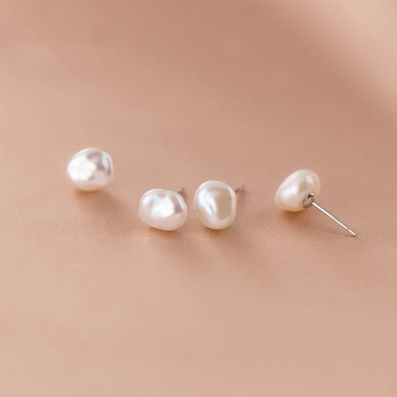 KAMIRA 925 Sterling Silver Gentle Simple Nnatural Pearl for Women Luxury Piercing Earrings Wedding Fashion Charm Jewellery Gift