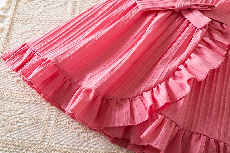Dress for Kids Girls 3-8 Years Ruffles Sleeves Elegant Princess Dresses