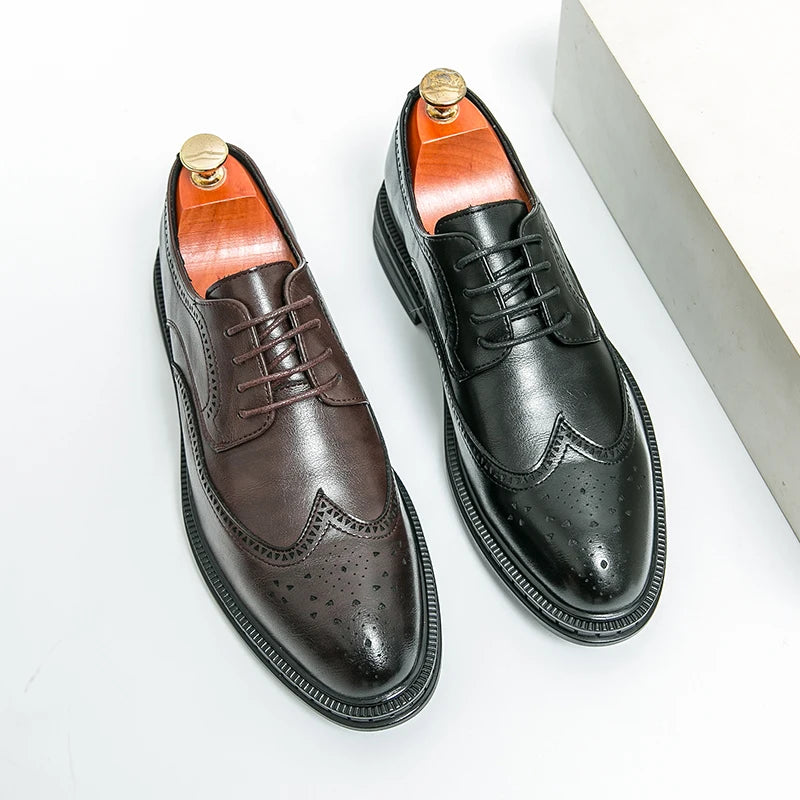 Dress Shoes Men Luxury Business Formal Oxfords Footwear Black Prom Party Fashion Man Wedding Leather Shoes Office Oxford Shoes