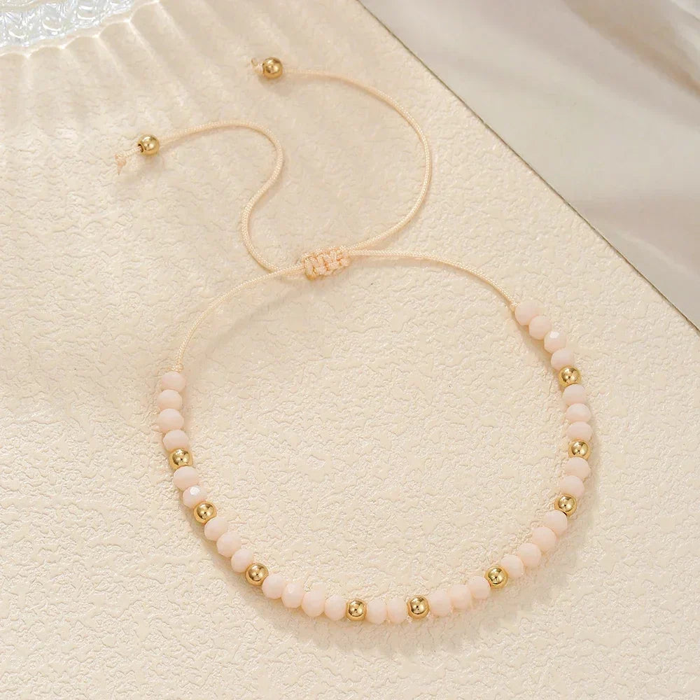 Fashion Boho Adjustable Jewelry Braiding Strap Bracelet Black Crystal Stone Beaded Bracelet For Women Accessory Jewelry