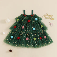 Toddler Baby Girl Christmas Dress Star Sequin Layered Tutu Tulle Dress Girls Cake