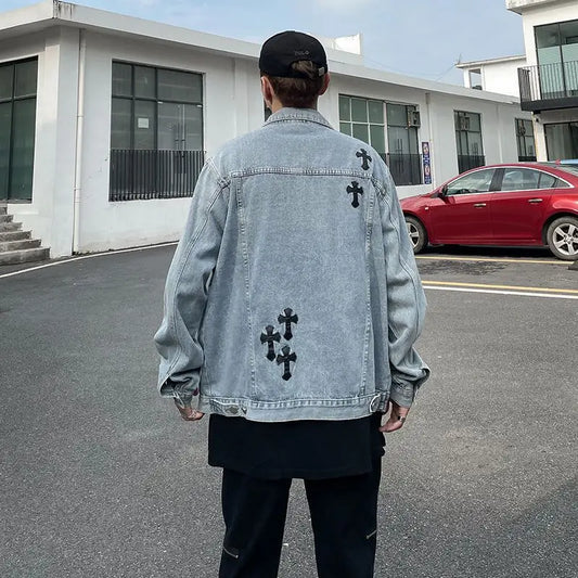 European and American High Street Denim Coat Men's Hip-Hop Street Hiphop  Jacket