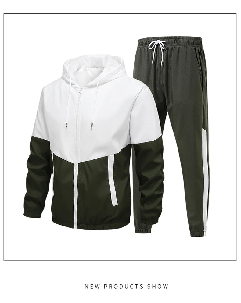 CHRLCK Men's Running Sportswear Suits Breathable Clothes Sports Joggers Training Gym Fitness Tracksuit Sets Men