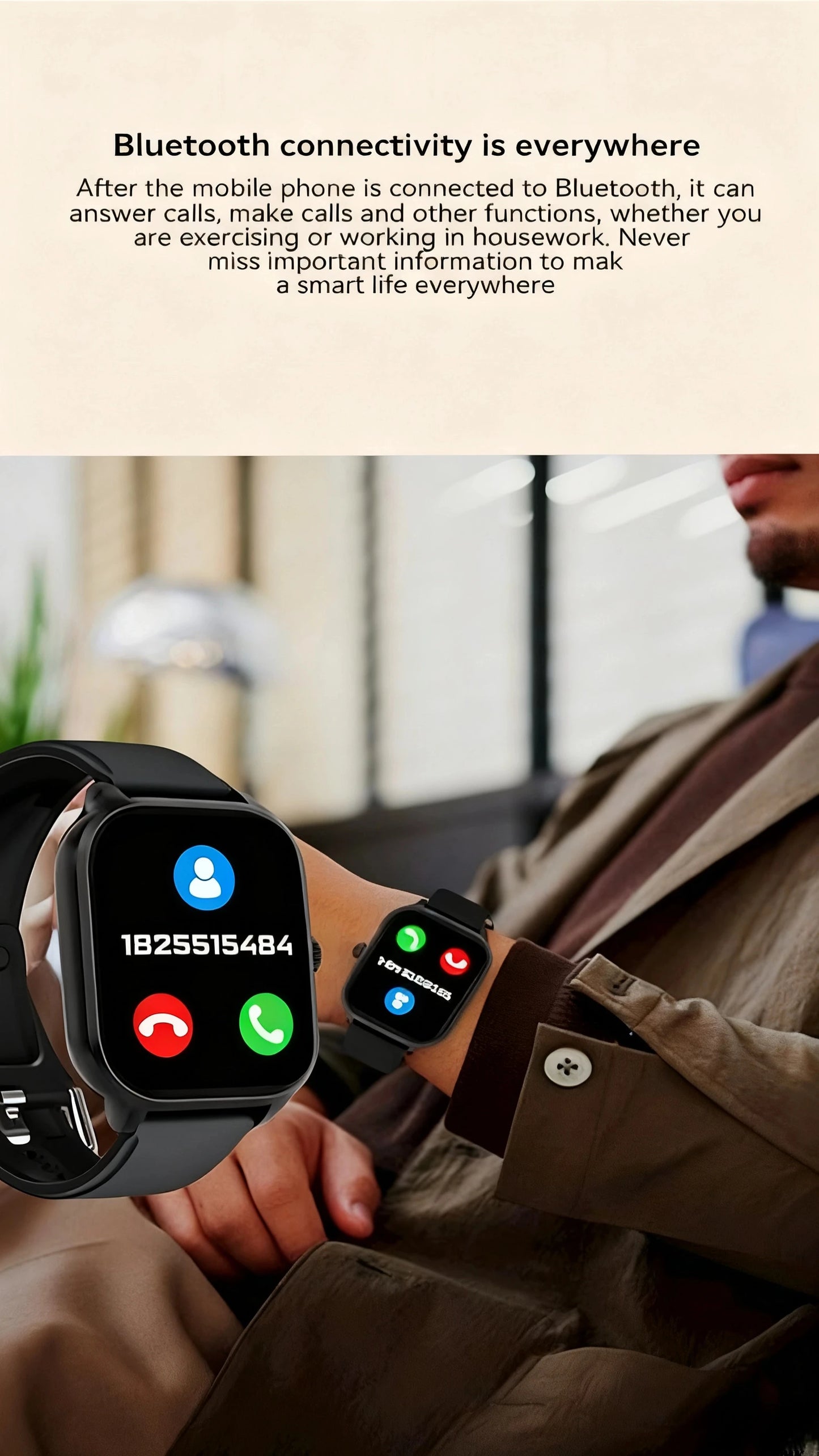 PHONEPACE  C20 Smartwatch 1.77-inch HD Display Bluetooth Call Message Alert Sports Mode Smartwatch For Men Women