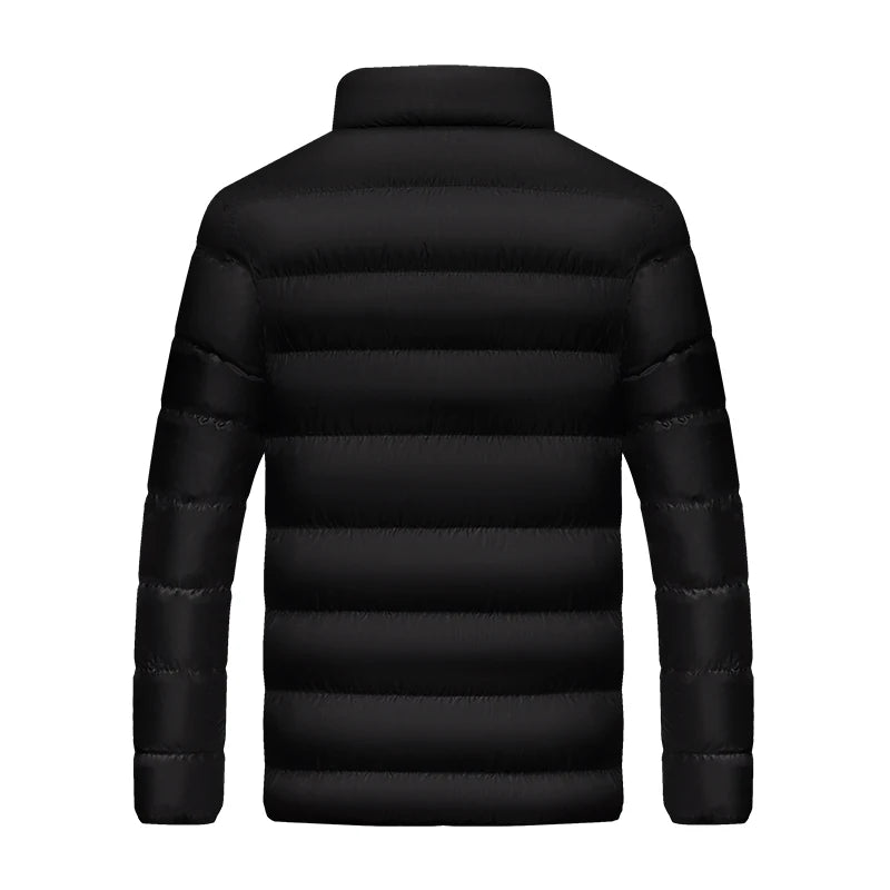 Jacket Men Cotton Padded Coat Zipper Up Parkas Y2K Clothing Korean Turtleneck