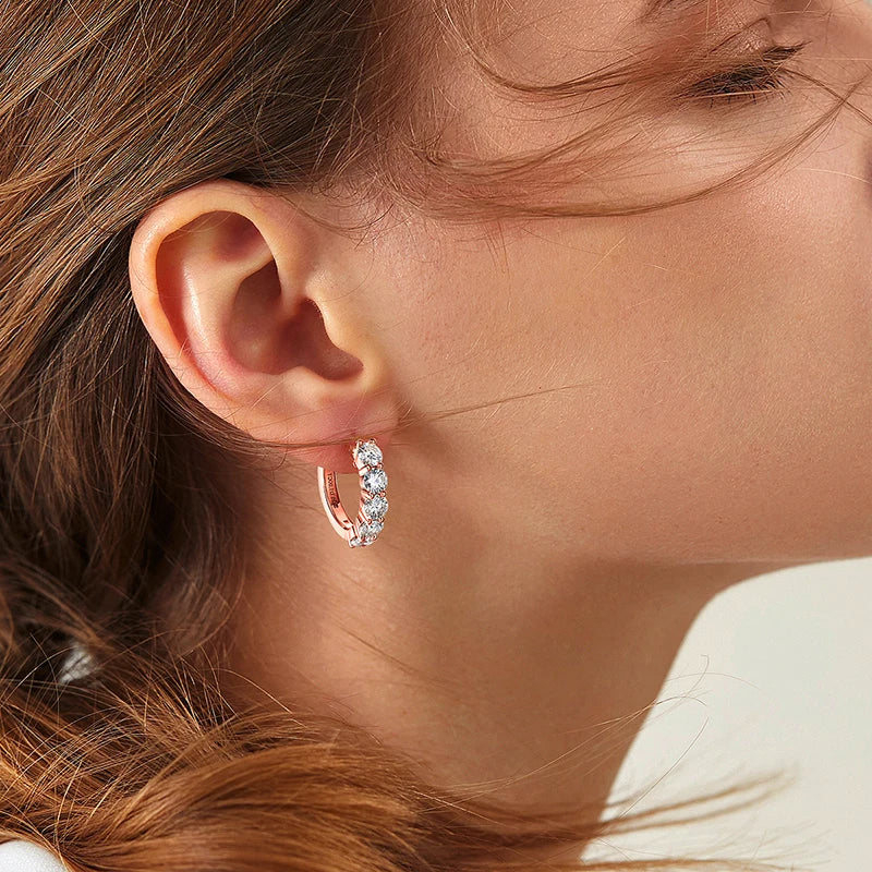 Smyoue Each 0.2CT 3.5mm Certified All Moissanite Hoop Earrings for Women Classic Sparkly Bridal Jewelry Pure 925 Plated 18K