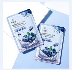 12 Pieces Blueberry Facial Masks Aloe Cucumber Peach Fresh Fruit Moisturizing Face Mask Sheets for Beauty Facial Skin Care