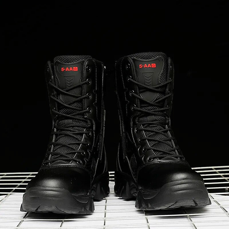 Men Tactical Military Boots Mens Shoes Leather Boot Ankle Combat Boots Black Boots