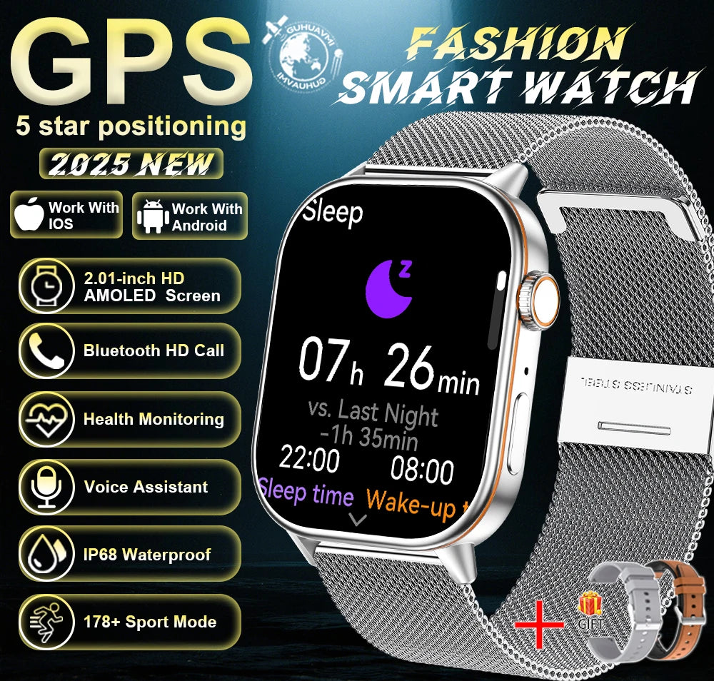 2025 Military GPS Smart Watch Men Flashlight Compass Waterproof Outdoor Sports Tracker Bluetooth Call Smartwatch For Android IOS