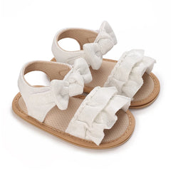 Infant Girl Sandals Princess PU Pull Strap Flat Anti-Slip Rubber Sole Light Weight