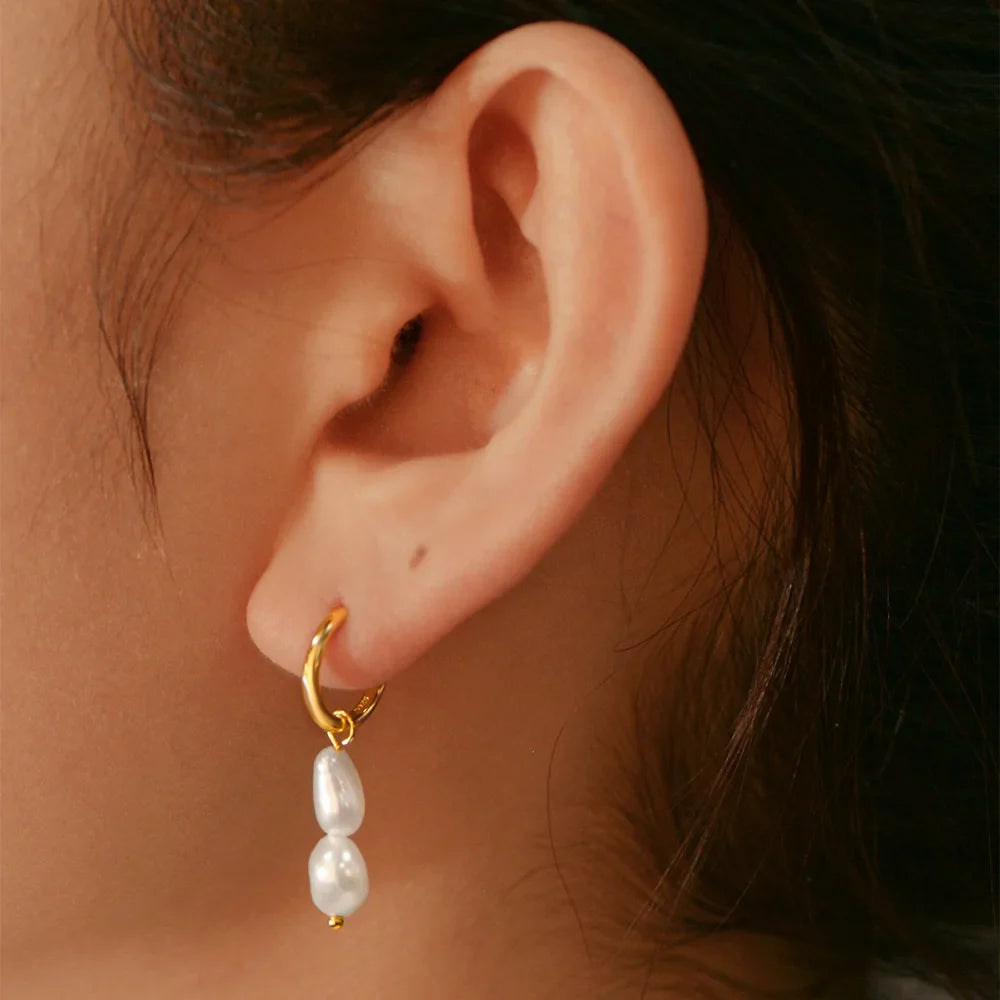 925 Sterling Silver Earring Fashion Geometry Butterfly Zircon Asymmetry Pearl Drop Earring Simple Temperament Trend Women Ear Je