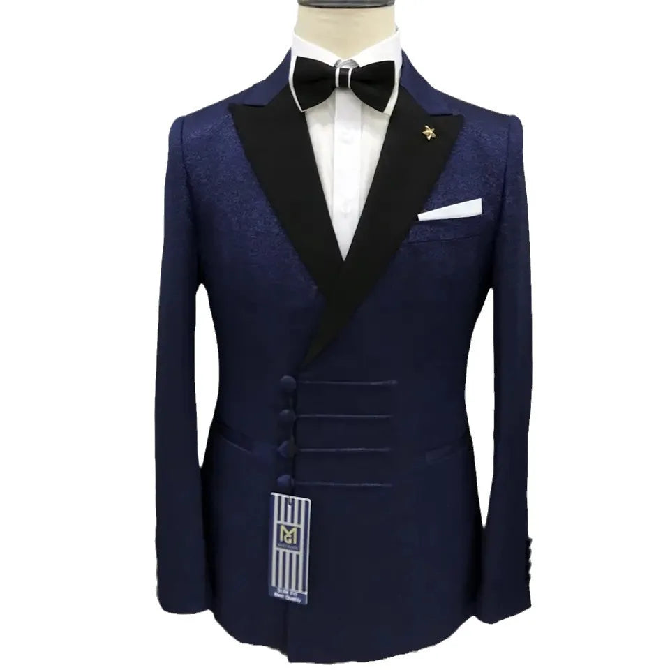 Tuxedo for Mens: Men's Suit 2 Pieces Men's Suit Green Jacquard Double-breasted