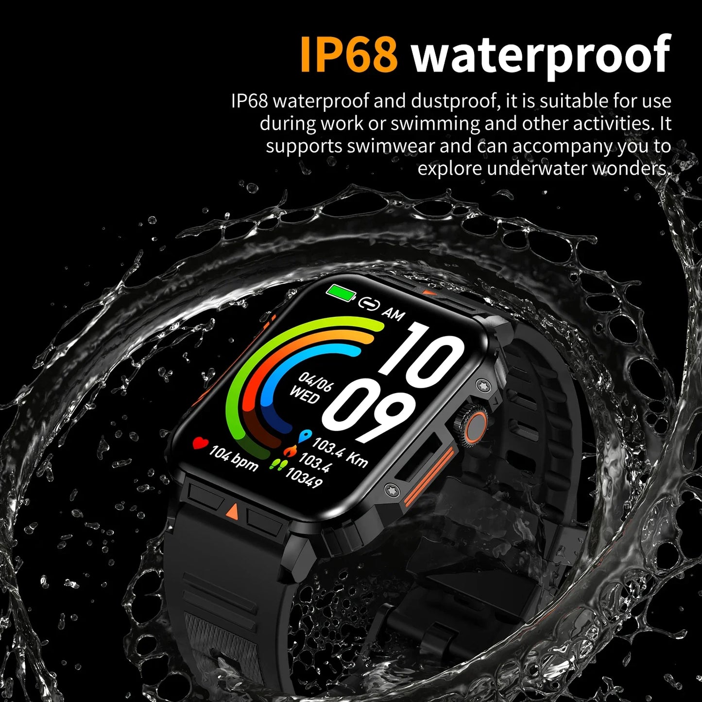 Military Men Smart Watch Health Monitor Wireless Call Smartwatch Fitness IP68 Waterproof Sports Watches for Women Android 2025