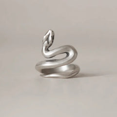 925 Sterling Silver Snake Frosted Adjustable Rings For Women Fine Jewelry Gift Female