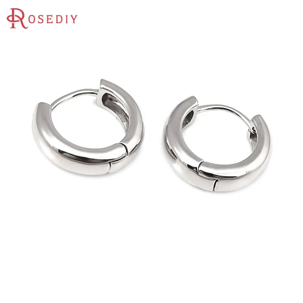 6PCS 14MM 16MM 18MM 23MM 25MM 30MM 18K Gold Color Brass Round Circle Loop Earrings Hoops Jewelry Making Supplies Accessories