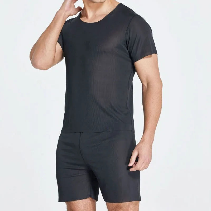 Plus Size Ice Silk Cool Summer Men Sleepwear Shorts Sexy Underwear Nightwear Comfortable Loose Sports Man Sleep Bottoms Homewear