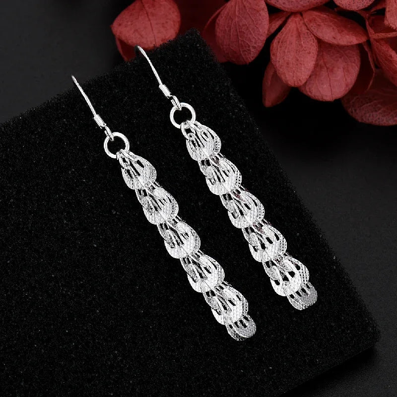 925 Sterling Silver Charms Earrings Necklace Bracelet Love Jewelry Cute for Women Chain Set Wedding Gift