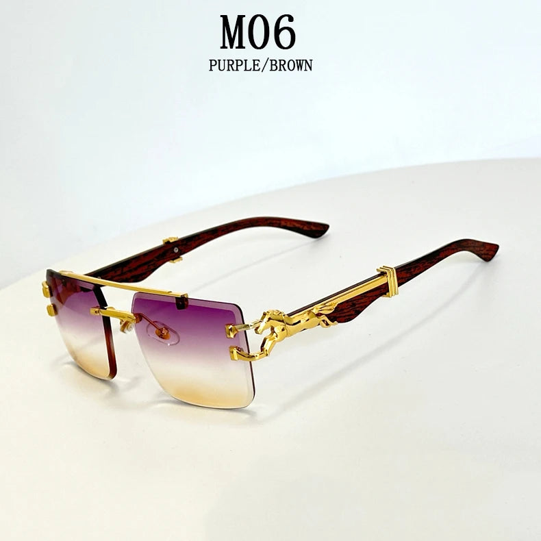 Sunglasses Women Square Rimless Sunglasses For Men Vintage