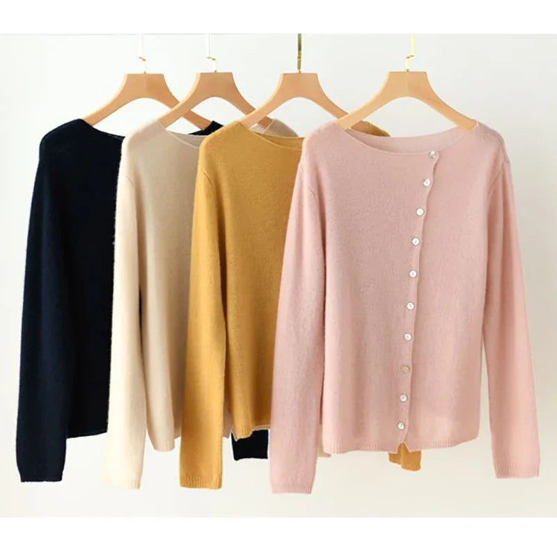 Autumn Winter Sweater Women Elegant Button Design Knitted Cardigans For Women