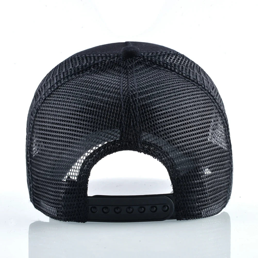Four Seasons Snapback Baseball Cap Men Fashion Bear Embroidery Hip Hop Hat Women Outdoor Breathable Mesh Trucker Hat