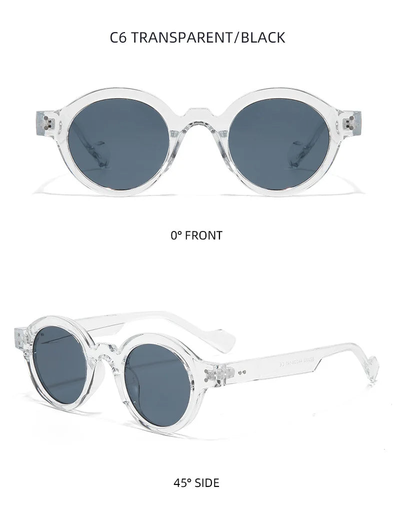 Round Sunglasses Men Punk Double Color Shades UV400 Retro Rivets Decoration Women Trending Sun Glasses Clear Lens Frame