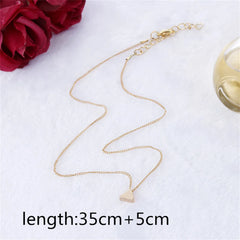 Fashion Gold Color Cute Love Heart Triangle Round Design Pendant Necklace For Women