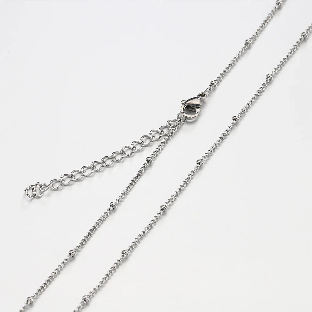 10pcs 5pcs Stainless Steel Bead Chain Necklace Chains for DIY Jewelry Making Findings 45cm+5cm Chain with Lobster Clasps No Fade
