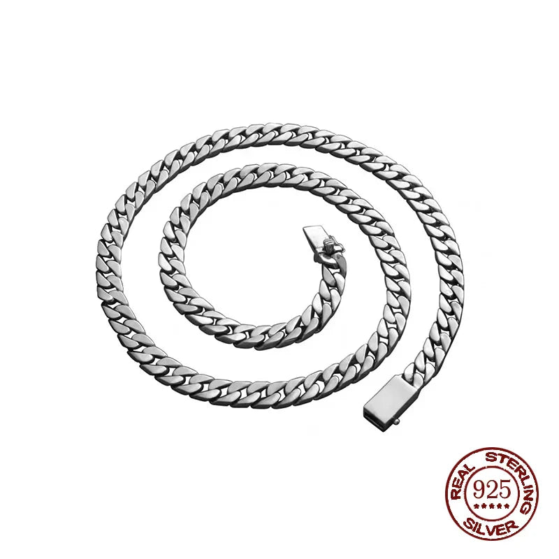 100% S925 Sterling Silver Bracelet 8MM Punk S925 Silver Jewelry Never Fade Men Women Jewelry Gifts