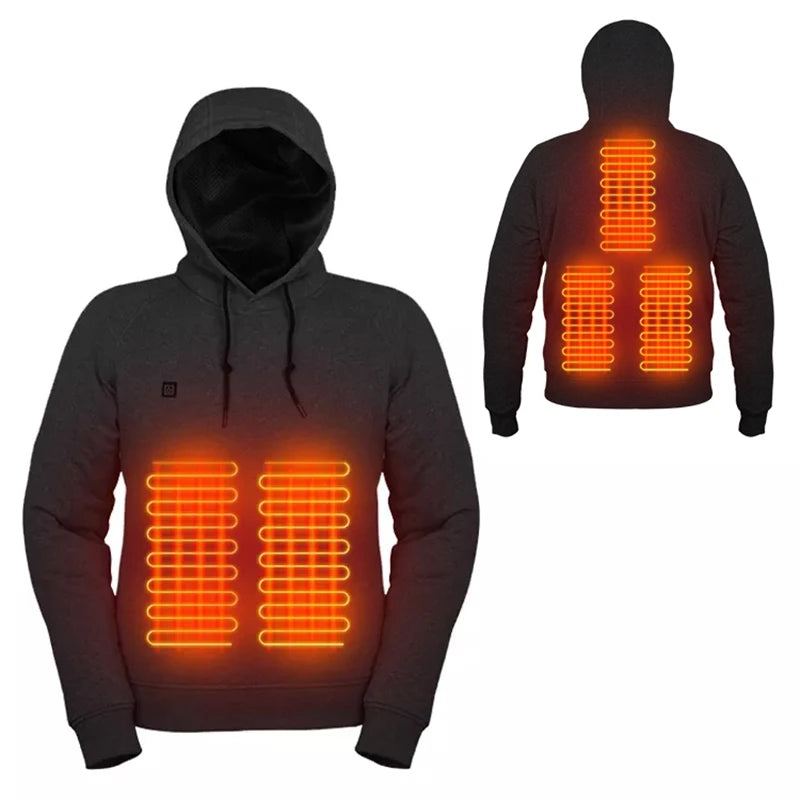 Outdoor Electric USB Heating Sweaters Hoodies Men Winter Warm Heated Clothes