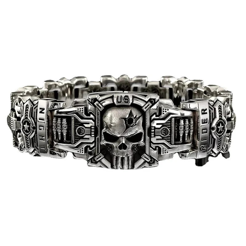 Vintage Charm Skull Bracelet Punk Hip Hop Rider Bracelet for Men Boy Gift High Quality US Street Motorcycle Jewelry Dropshipping