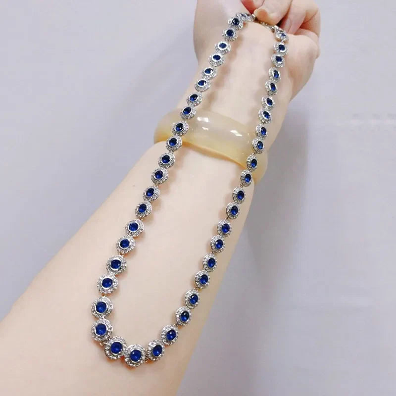 2025 New Original Round Water Drop Crystal High Jewelry Set Fashion Dazzling Women's Bracelet Earring Necklace Ring Wedding Gift