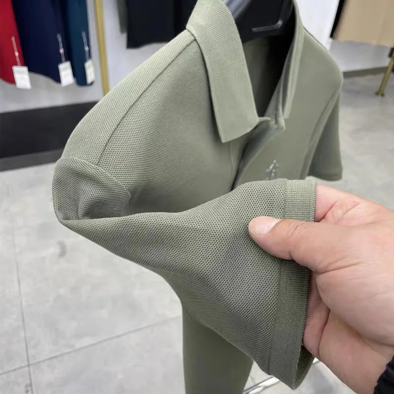 100% pure cotton high-end fashionable short sleeve summer new high-quality men's business casual polo shirt luxury brand T-shirt
