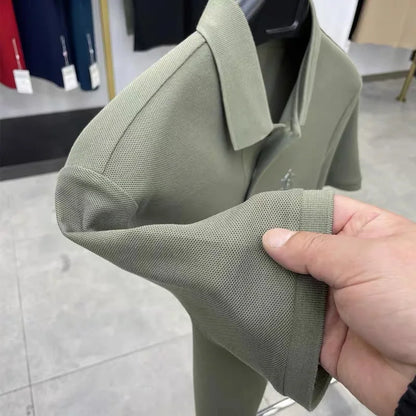 100% pure cotton high-end fashionable short sleeve summer new high-quality men's business casual polo shirt luxury brand T-shirt
