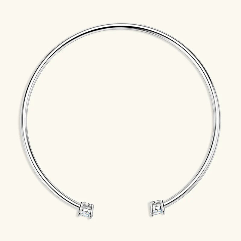 Anziw 5mm 0.5CT D VVS1 Moissanite Bangle Cuff Real 925 Sterling Silver Bracelet for Women Hand Opening Cuffs Fine Jewelry Gifts