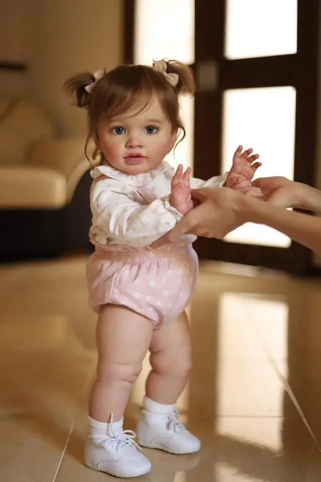 NPK 66CM Pippa Already Painted Finished Doll Reborn Toddler Huge Baby Size Popular Lifelike Soft Touch 3D Skin Art Doll