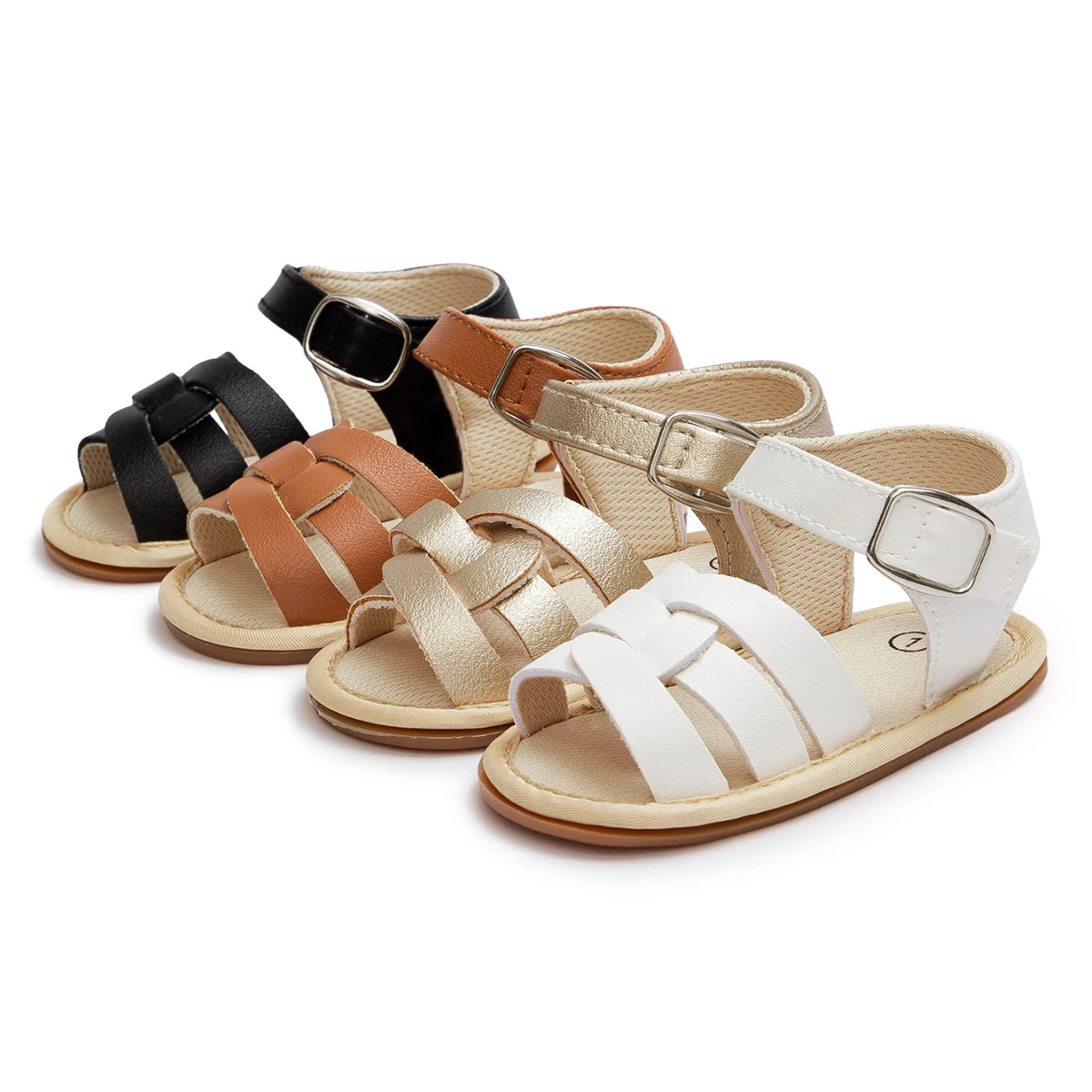 KIDSUN Baby Shoes Infant Sandals Leather Rubber Flat Non-slip Soft-Sole Toddler Girl