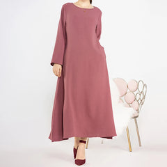 New Abaya Under Dress Long Sleeve With Pockets High Quality Jazz Crepe EID Muslim Women Basic Solid Modest Maxi Islamic Clothing