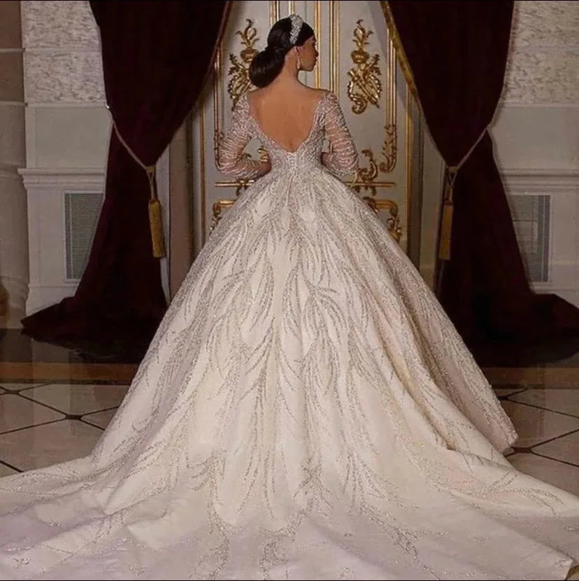 White Bridesmaid Dresses: Wedding Dresses Ball Gown Arabian Sheer Neck Full Sleeves