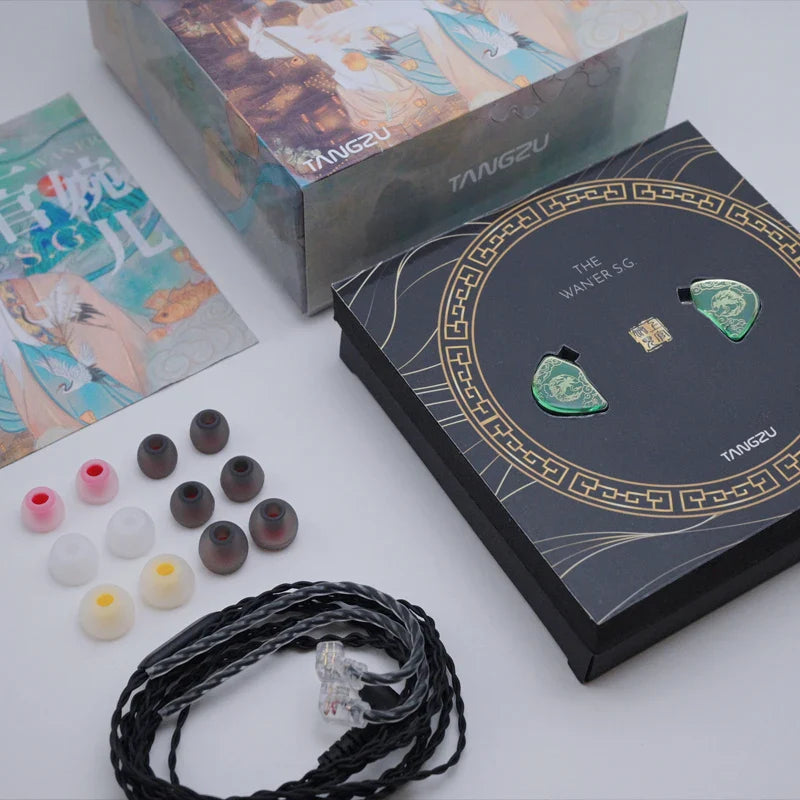Tangzu WAN ER Jade Green With Mic Earphones 10mm Dynamic Driver In-ear Earphone IEM MIC Metal Composite Diaphragm
