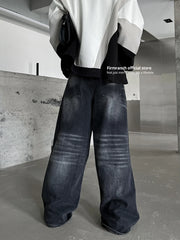 Black Baggy Jeans For Men Women Mopping Flared Denim Trousers