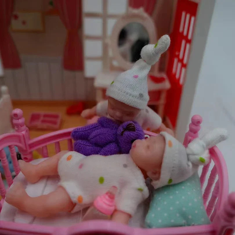8cm Cute Mini Silicone Bebe Reborn Girl With 2 Sets Mini Outfits for Each Reborn Baby Girl Soft Touching Feeling Flexible Doll
