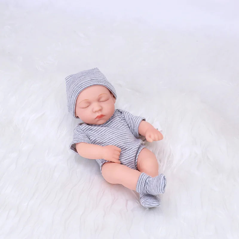 20cm Silicone Bebe Reborn Dolls Lifelike Mini Girl Doll Toys Vinyl Doll Sleep Reborn Toy DIY Doll Toys Reborn Baby Gift Dolls