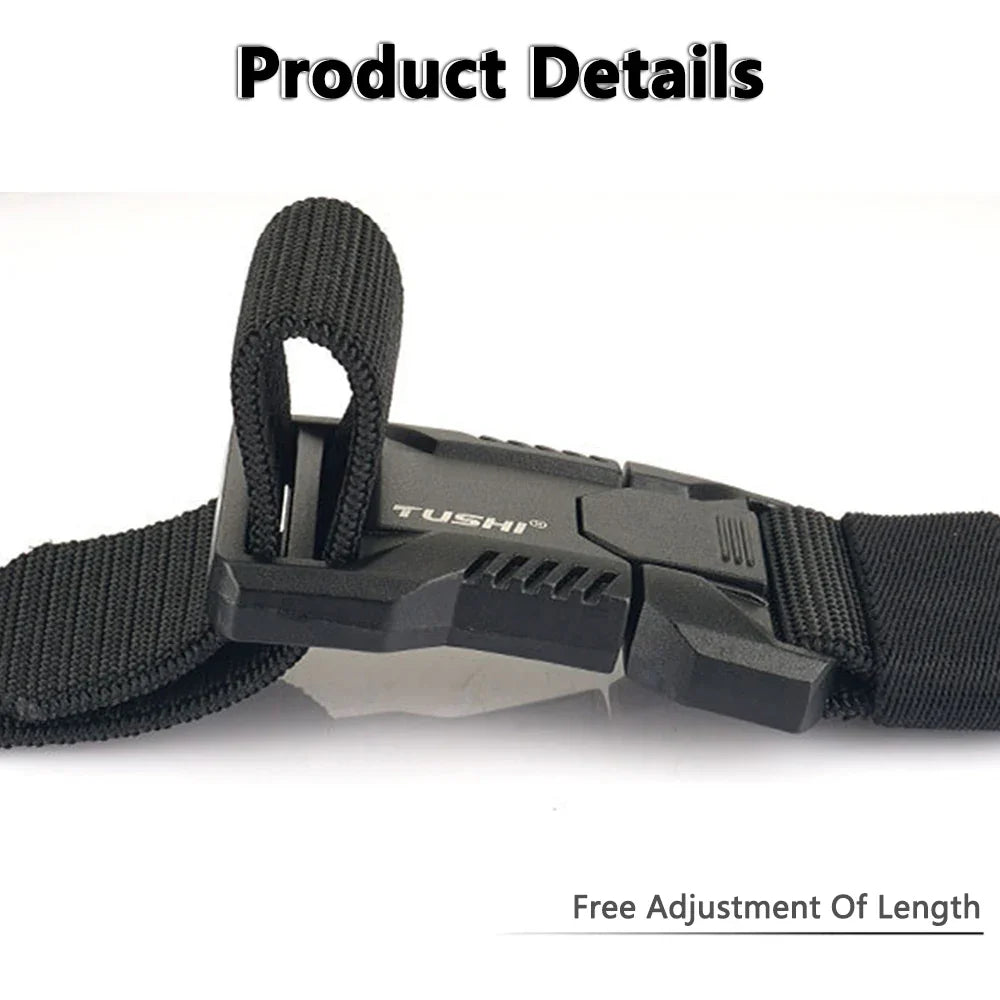 TUSHI Aluminum Alloy Quick Release Pluggable Buckle Elastic Belts For Men Durable Tactical Belt Cowboy Outdoor Army Belt Hunting