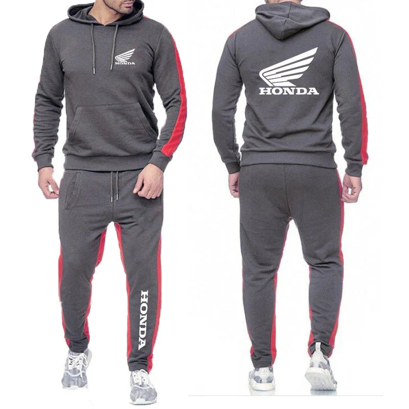 2025 Men Tracksuit Honda motor Wing Printed Hoodie Suits Hooded Sweatshirt+Pants 2 Pieces Men Sets Running Fitness Men Clothing