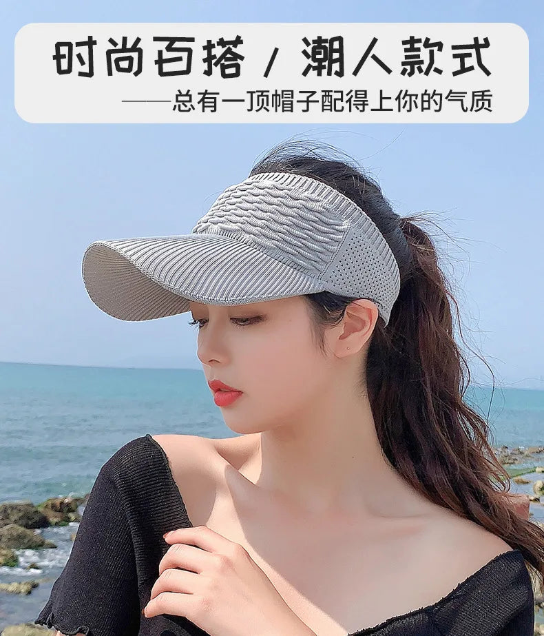 Anti-UV Sun Hats Breathable Adjustable Empty Top Visor Caps for Men